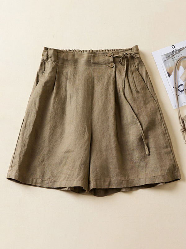Damer Baggy Shorts Vævet Bomuld og Linned