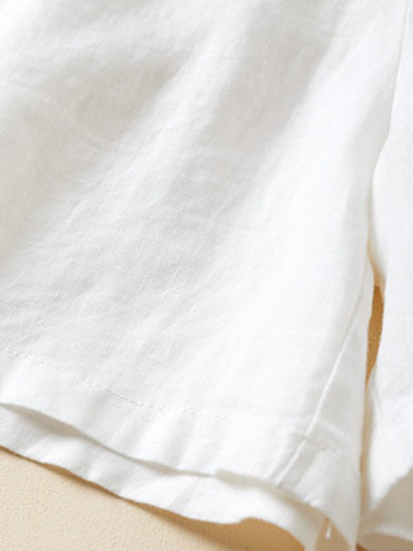 Damer Baggy Shorts Vævet Bomuld og Linned