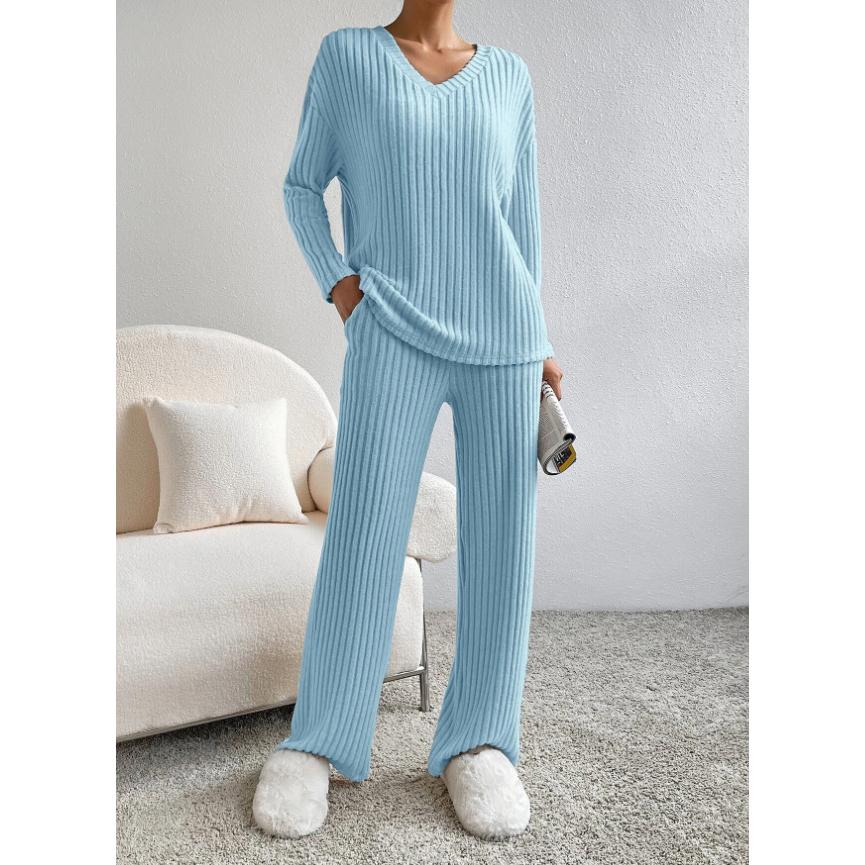 Kvinder Tvådelte Sæt i Strik med Minimalistisk Design