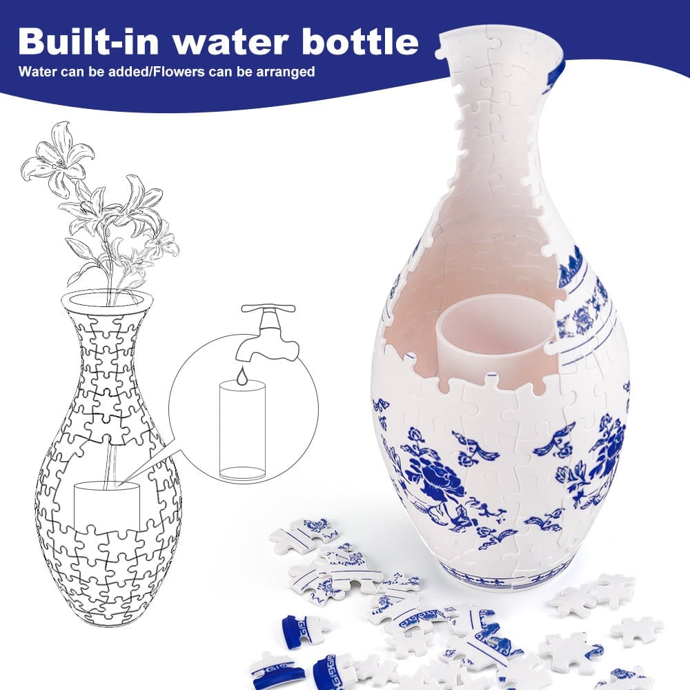 Dekorativ Blomstervase 3D Puslespil til Kreativ Indretning