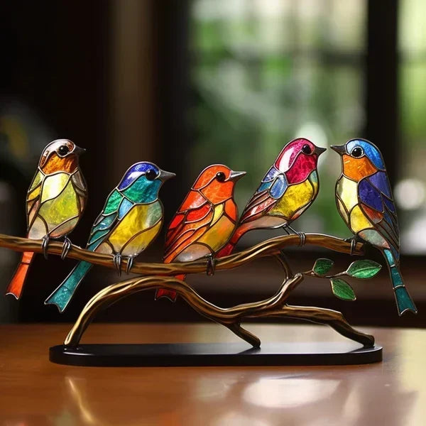 Dekorative Fuglefigurer Sæt i Farverig Design