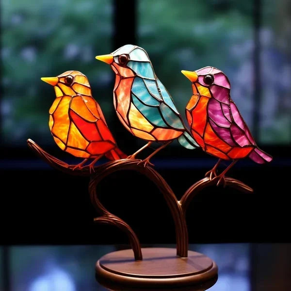 Dekorative Fuglefigurer Sæt i Farverig Design