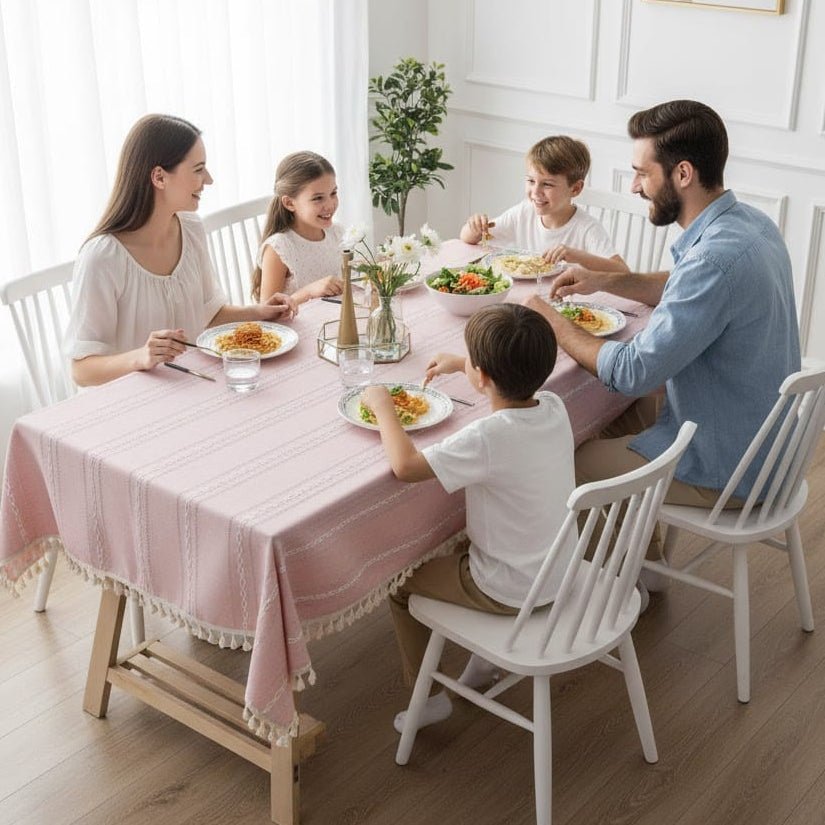 Dug til Spisebordet Naturlig Stil med Fint Vævet Mønster