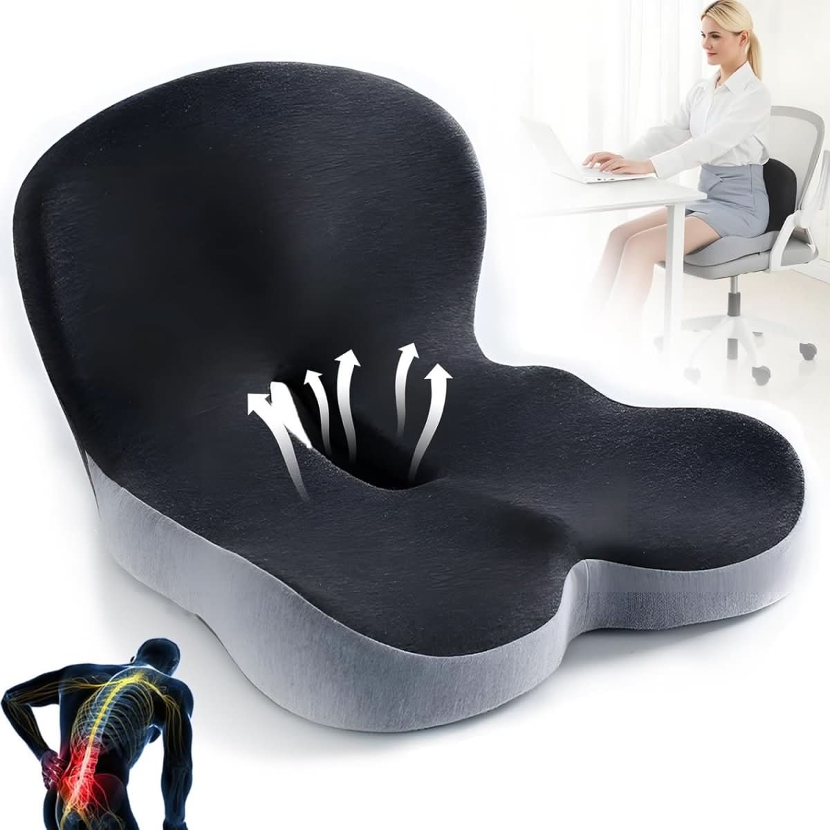 ErgoComfort Pad Sædehynde til Kontor og Bil