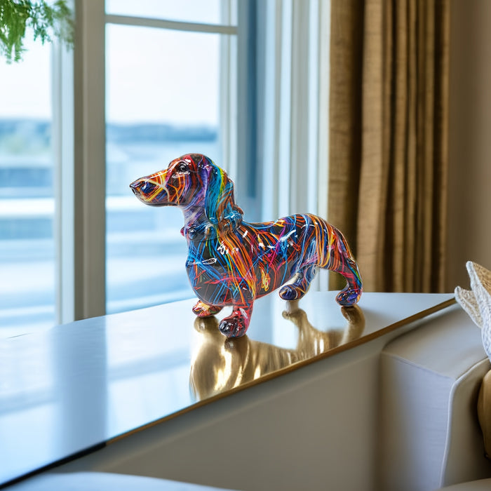 Farverig Gravhund Statue Legende Boligindretning