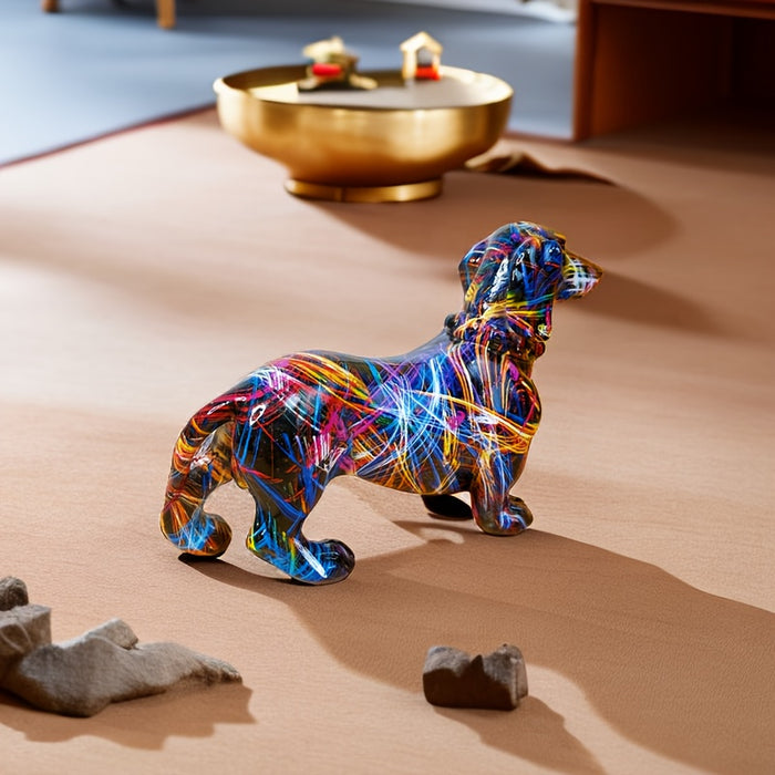 Farverig Gravhund Statue Legende Boligindretning