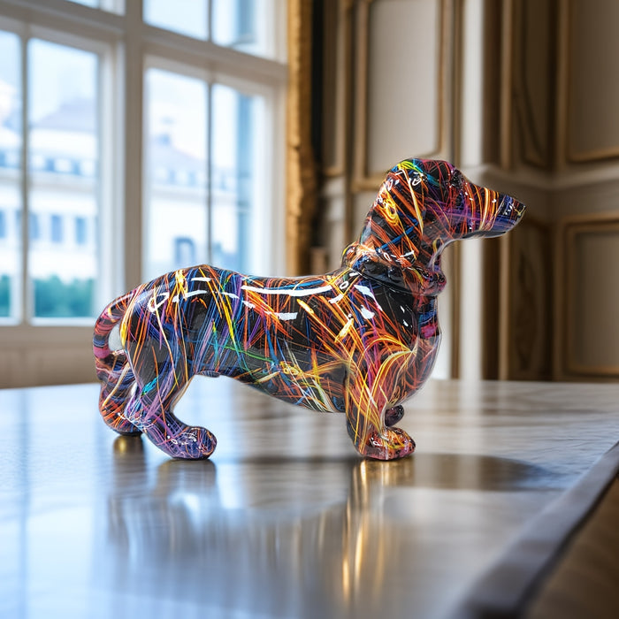 Farverig Gravhund Statue Legende Boligindretning
