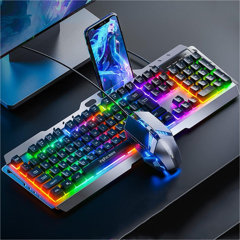 Gaming Tastatur og Mus Sæt med Regnbue Lys