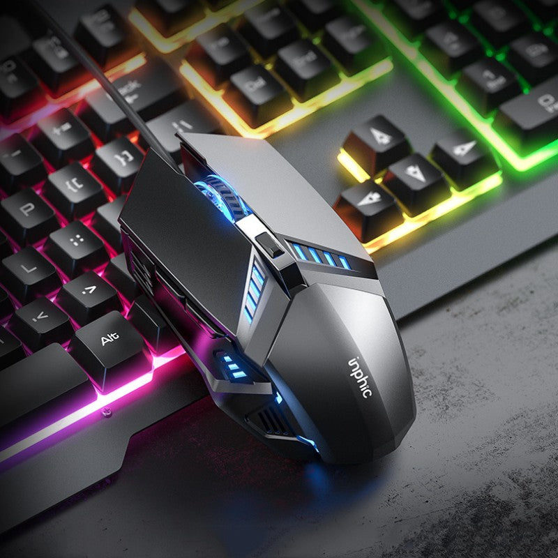 Gaming Tastatur og Mus Sæt med Regnbue Lys