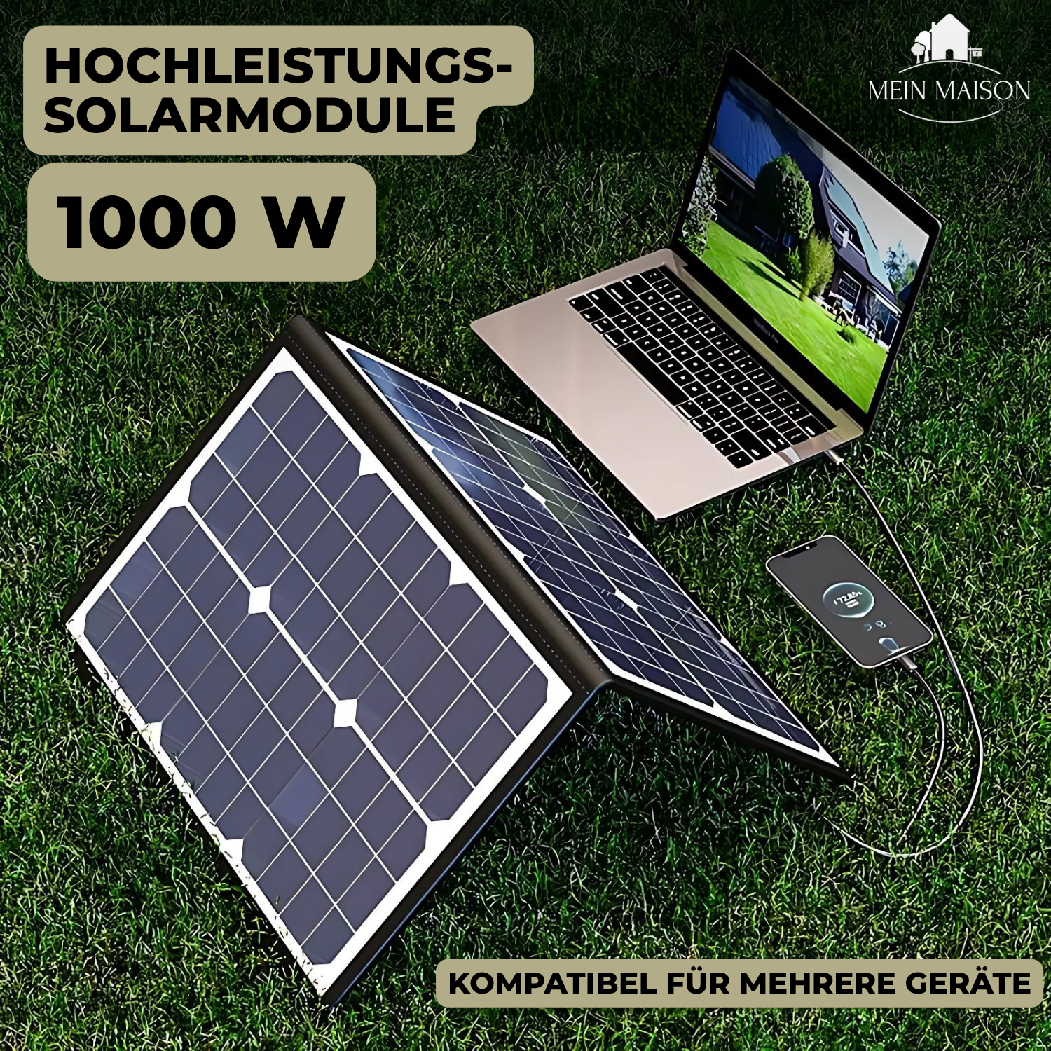 SolaraX 1000W Sammenklappeligt Solpanel-Kit | Fuld pakke med MPPT & USB/Type-C | Til Camping, Bil, Båd & Campingvogn