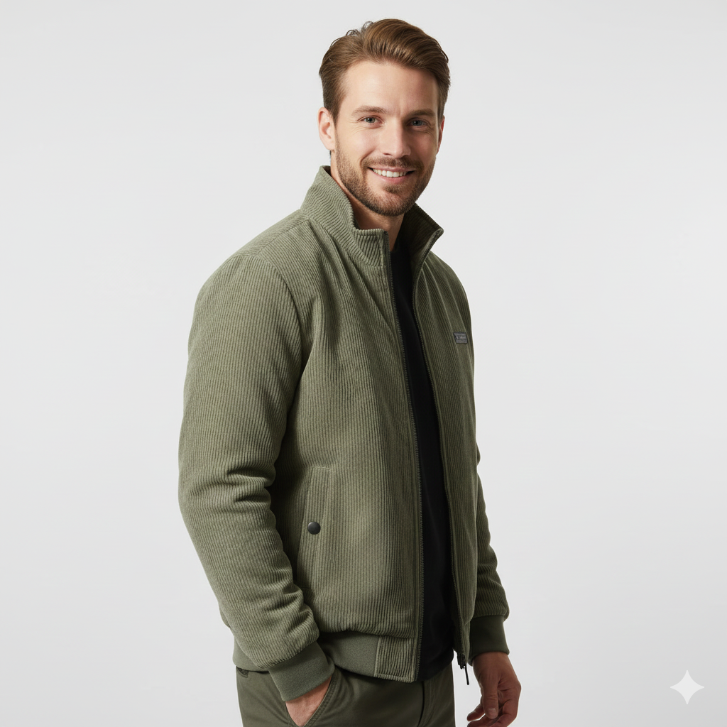 Glenn Herre Corduroy Vest – Varm Sherpa-foret Jakke med Komfortabel Pasform