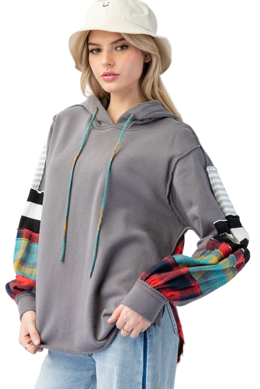 Hættetrøje Mænd Plaid Casual Terry Knit Materiale