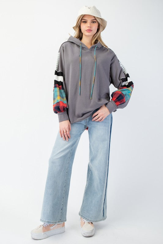 Hættetrøje Mænd Plaid Casual Terry Knit Materiale