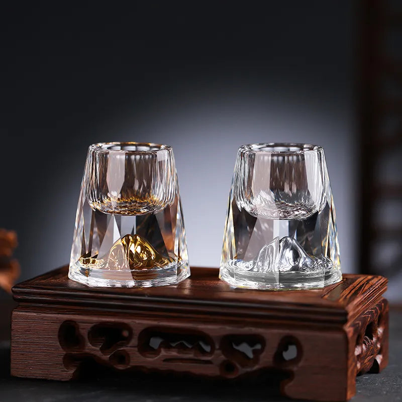 Håndlavede Krystalglas Sæt til Whisky med Guldflakedetaljer