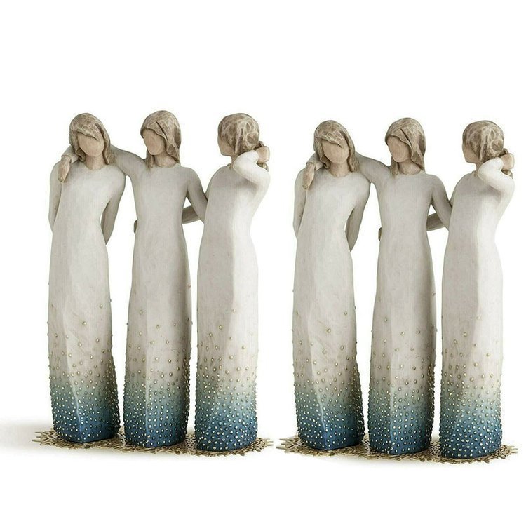 Håndlavet Statue af Søstre - Unik Harpiksgave