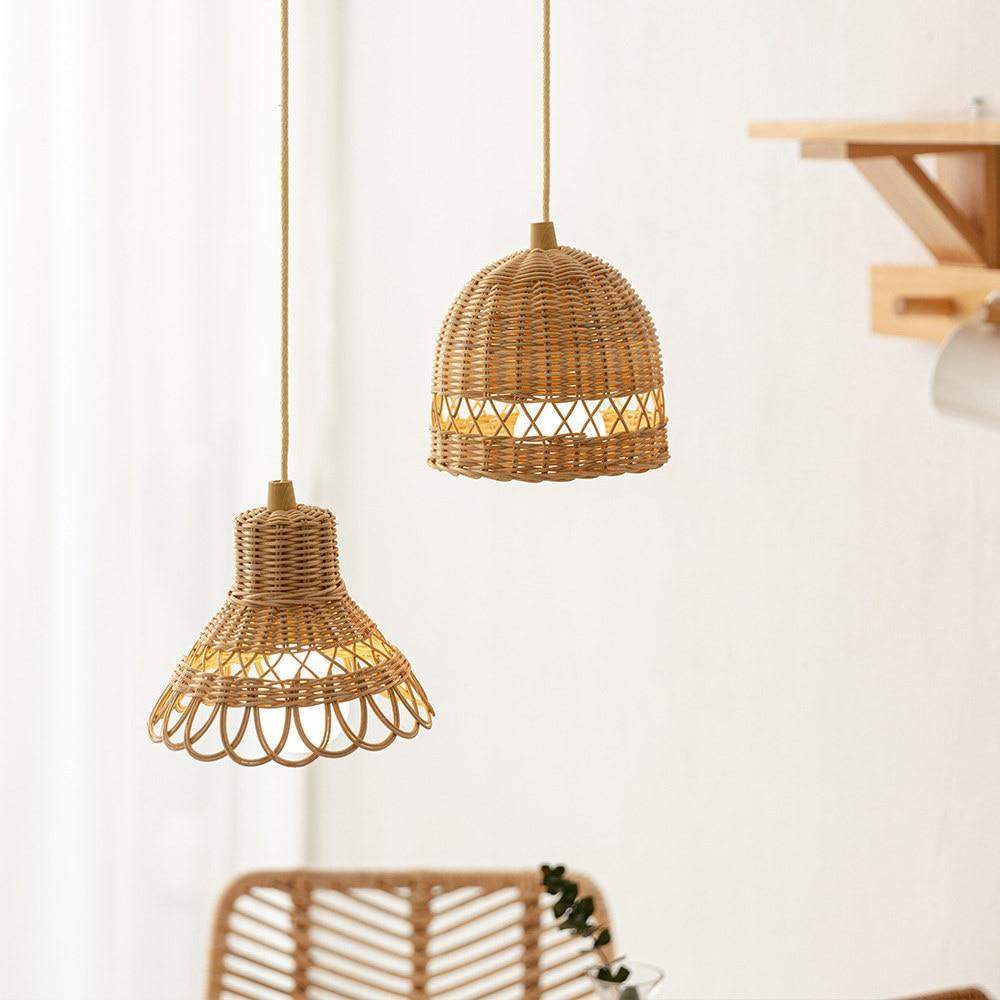 Håndvævet Rattan Loftslampe - Naturlig Hængende Belysning