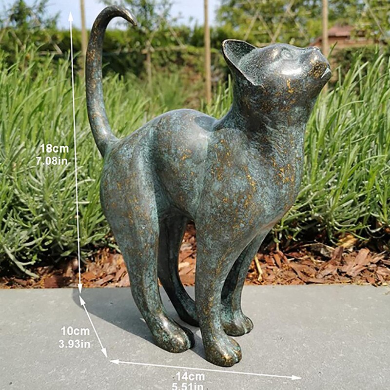 Havekatte Statue Dekoration - Naturtro Ude Skulptur til Haven