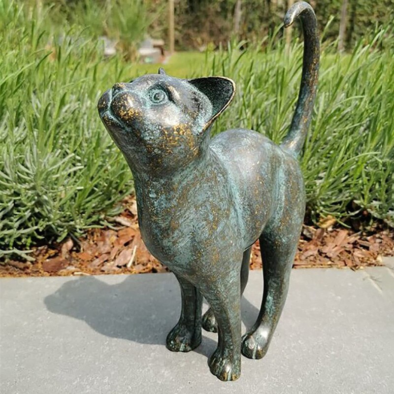 Havekatte Statue Dekoration - Naturtro Ude Skulptur til Haven