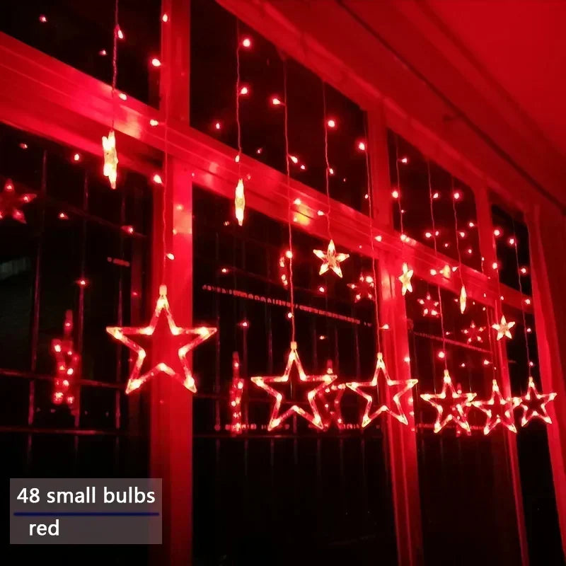 LED Julbelysning Gardin med Stjärnor – Varm Vit Ljus