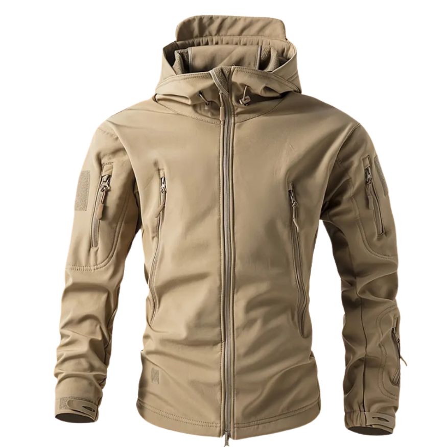 Lusian Herre Softshell Jakke – Justerbar Hættejakke med Lynlås og Lommer