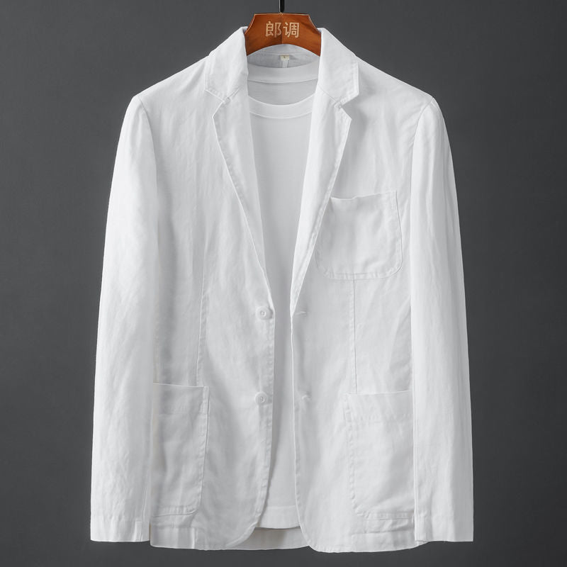Herre Blazer Jakke Slank Leinen Med Elegant Reverskrave