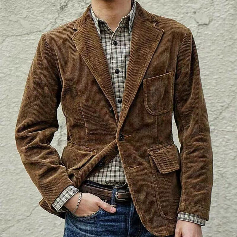 Herre Blazer og Vest Sæt Cord Komfortabel Modern