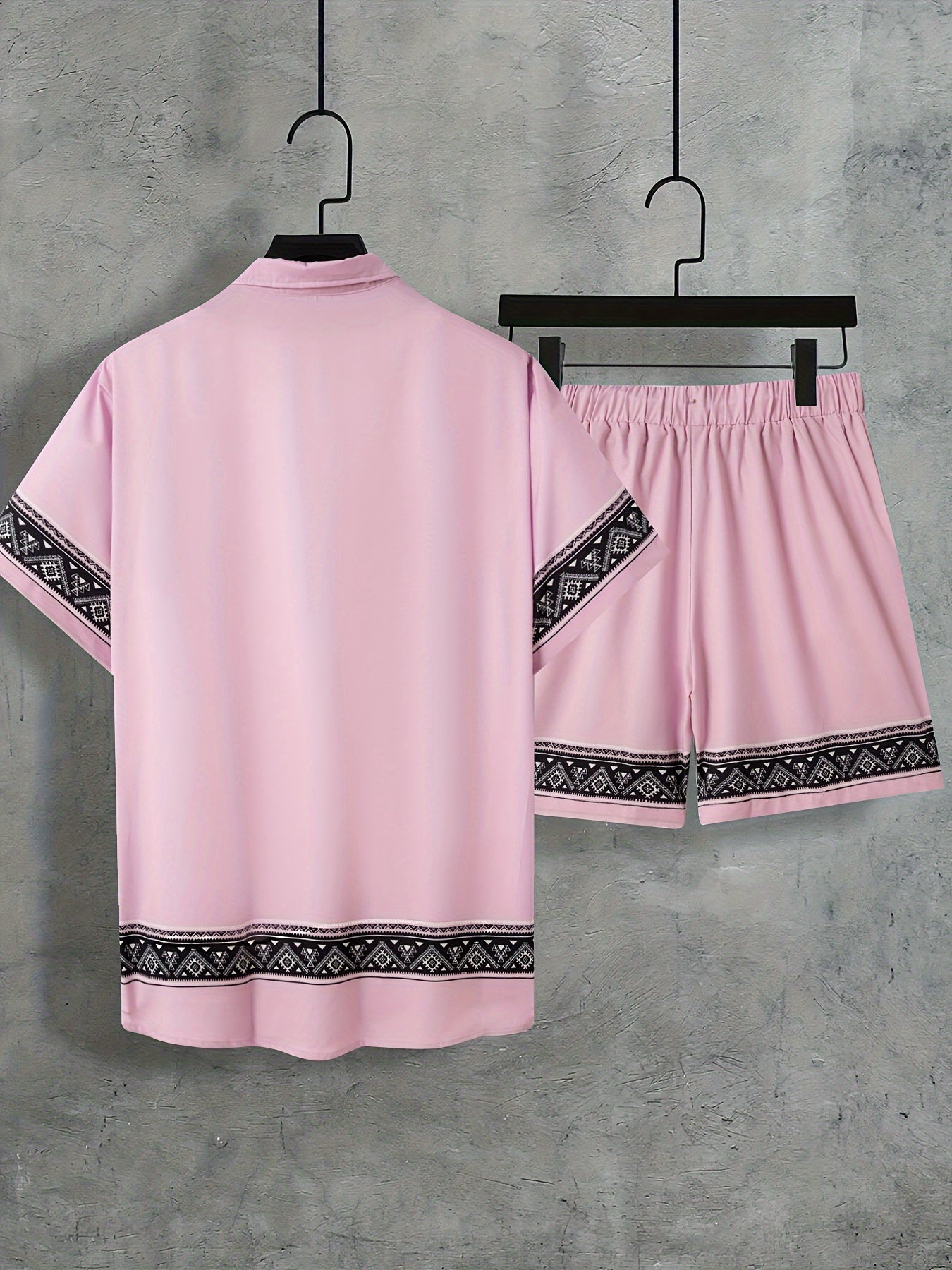 Herre Boho Sommer Sæt Todelt Skjorte og Shorts