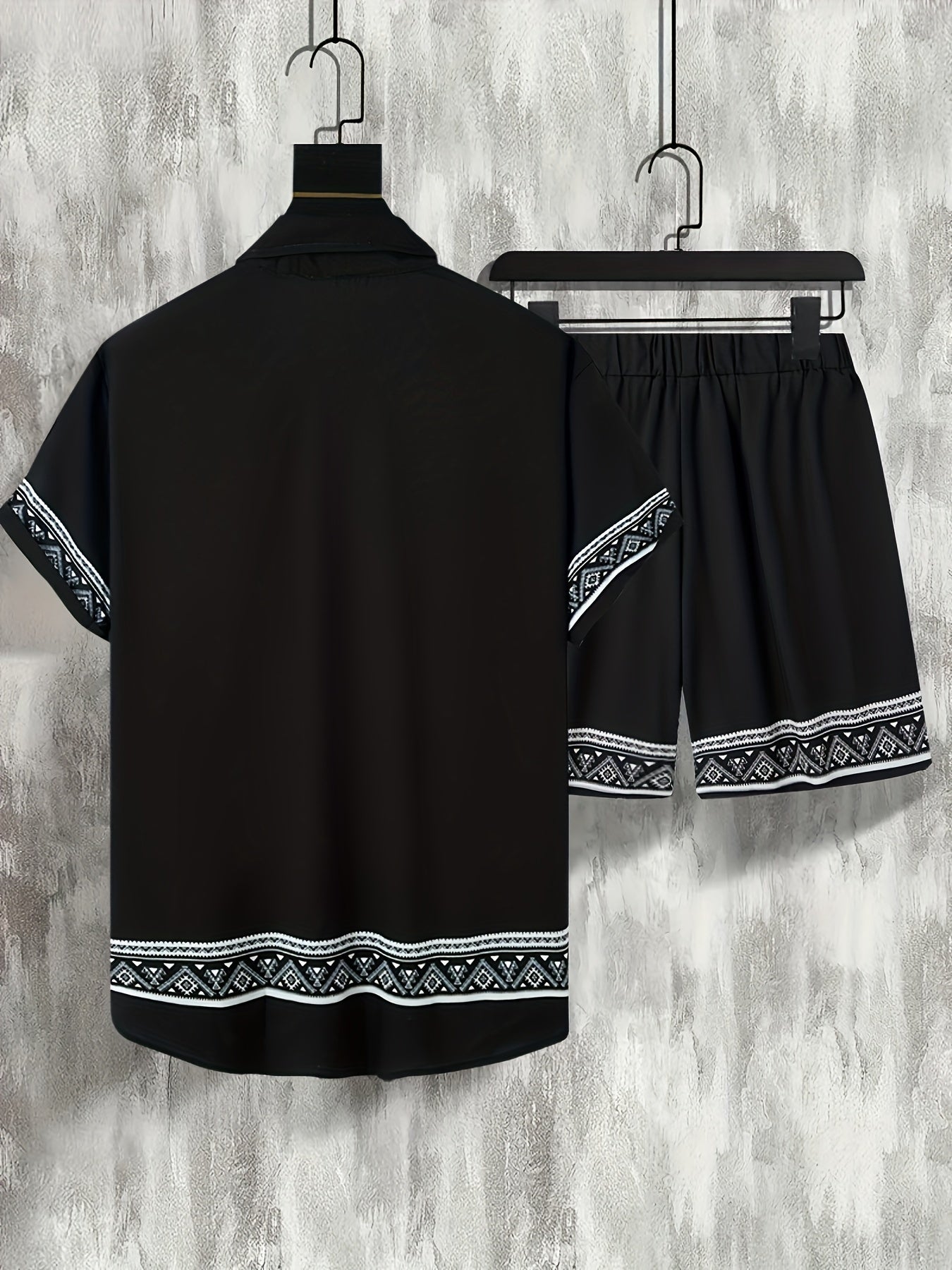 Herre Boho Sommer Sæt Todelt Skjorte og Shorts