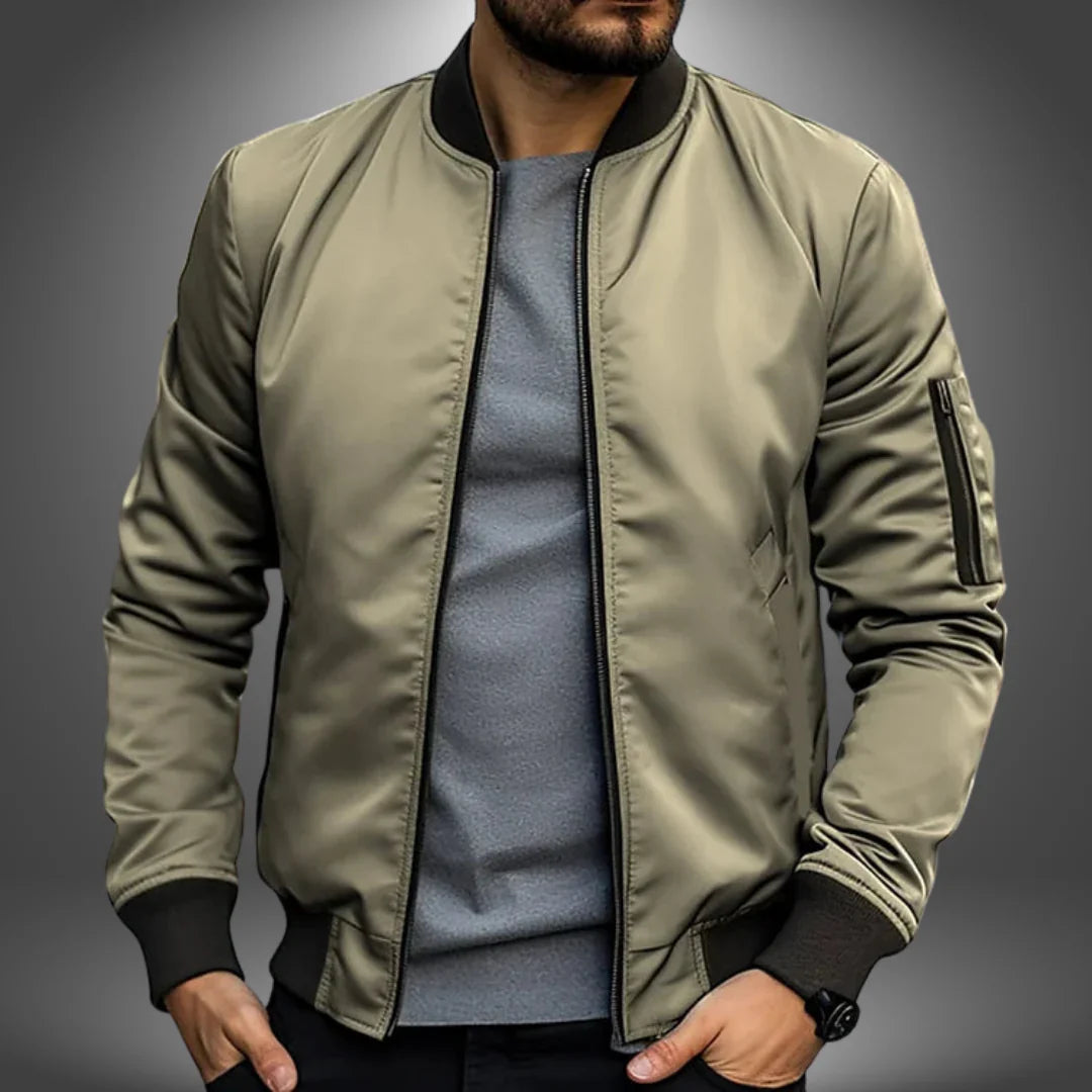 Herre Bomber Jakke Letvægts Casual Stil med Ribbet Kant