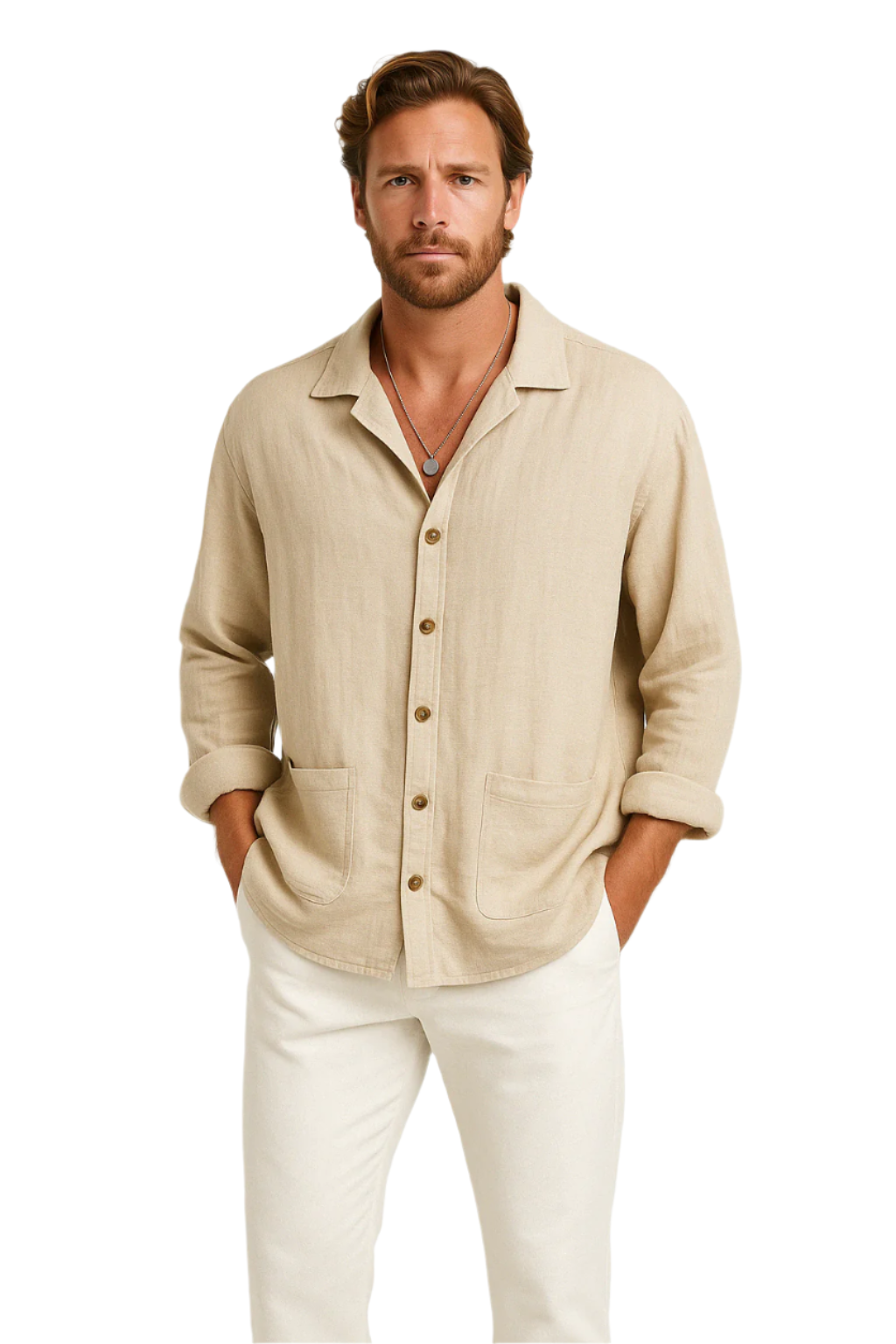 Herre Button-Up Skjorte Afslappet Pasform Casual Langærmet
