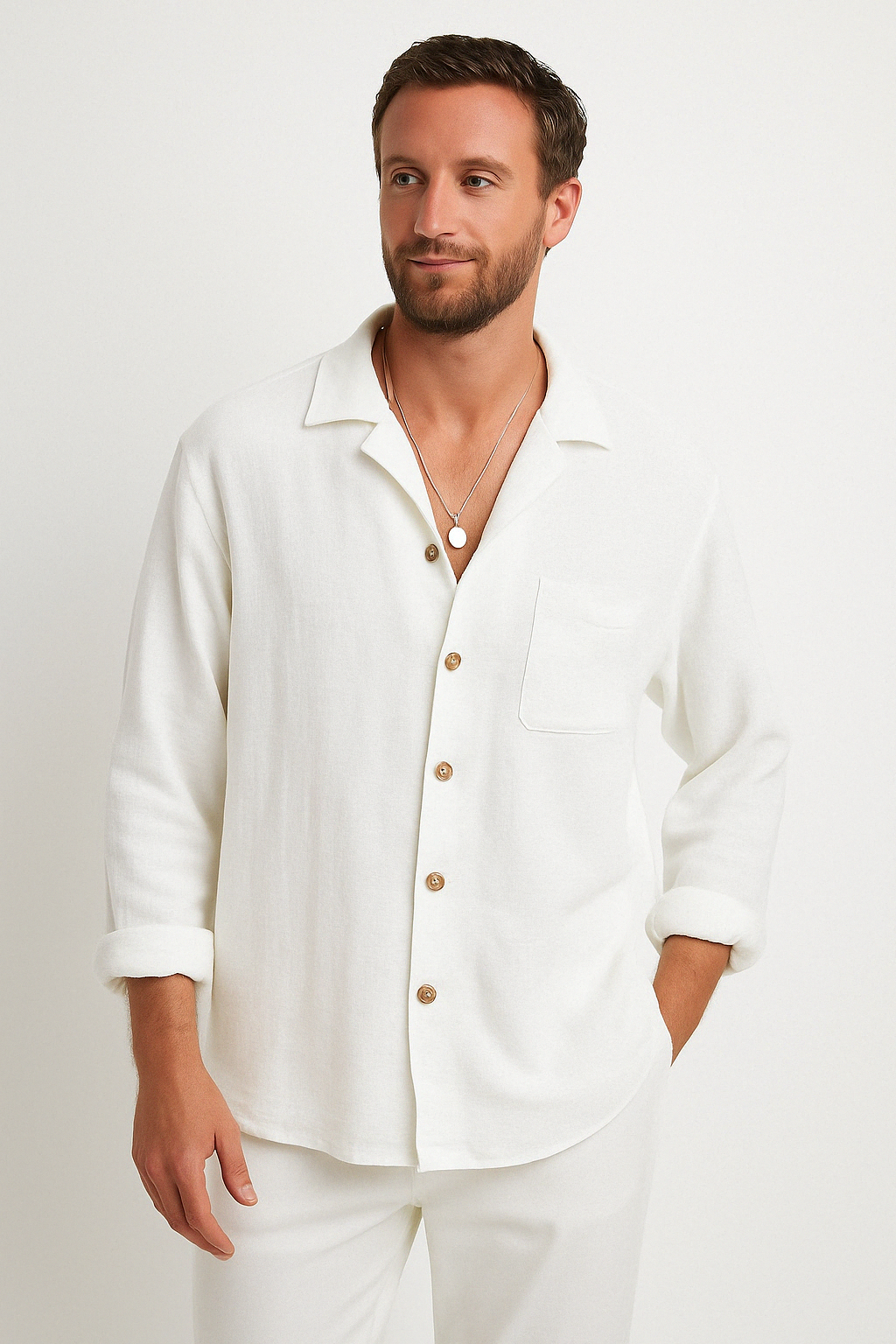 Herre Button-Up Skjorte Afslappet Pasform Casual Langærmet