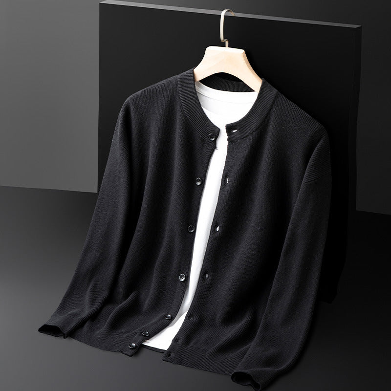 Herre Cardigan med Knaplukning og Ribkant