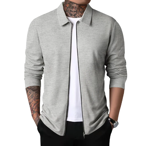 Herre Cardigan med Krave og Lynlås