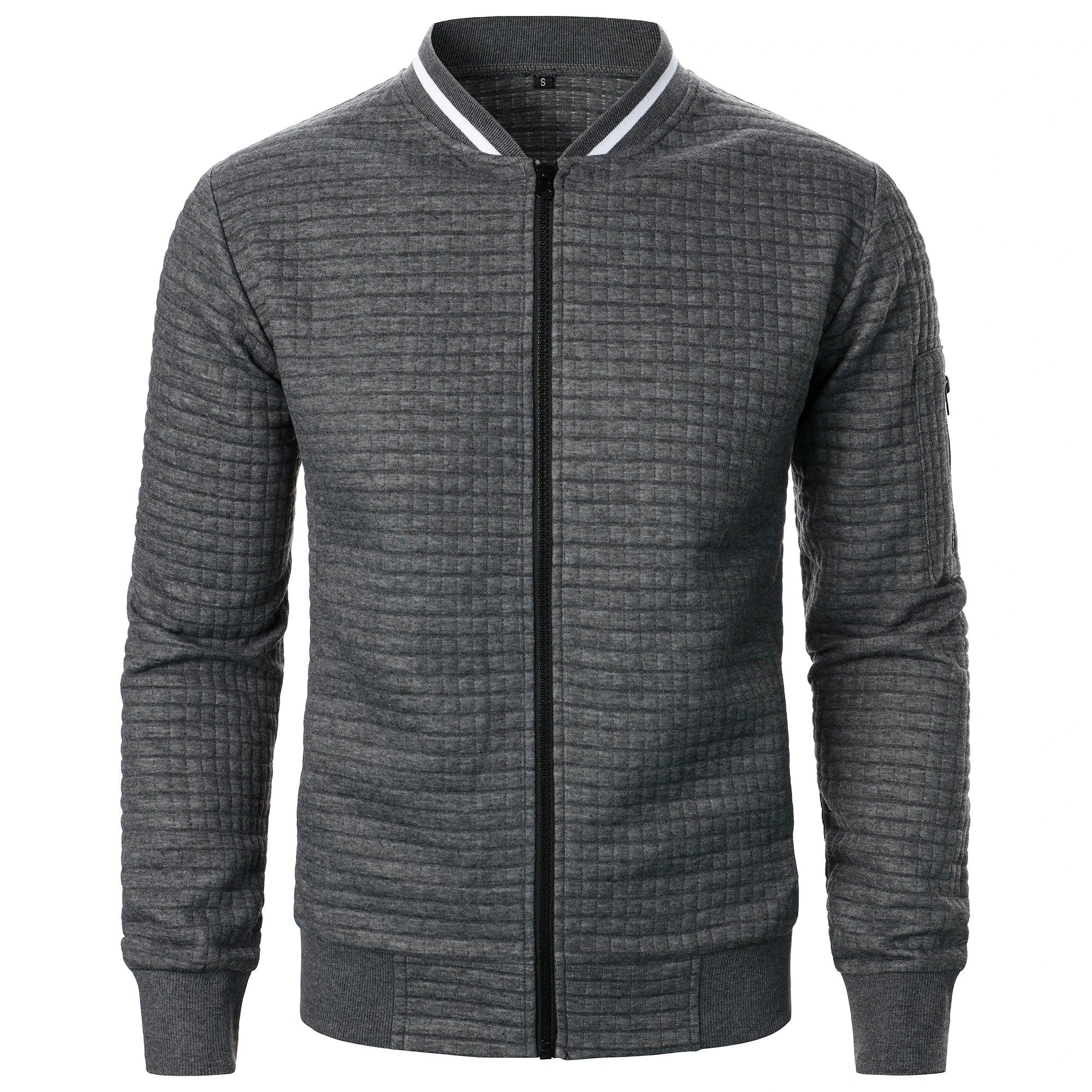 Herre Cardigan med Lynlås og Plaid Design