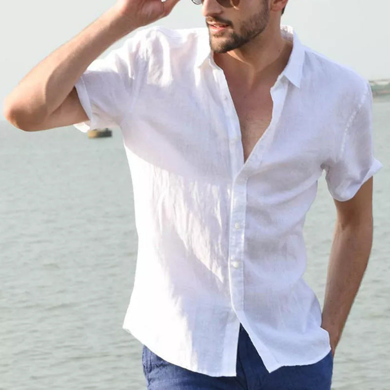 Herre Casual Skjorte Kort Ærme Button Down Krave