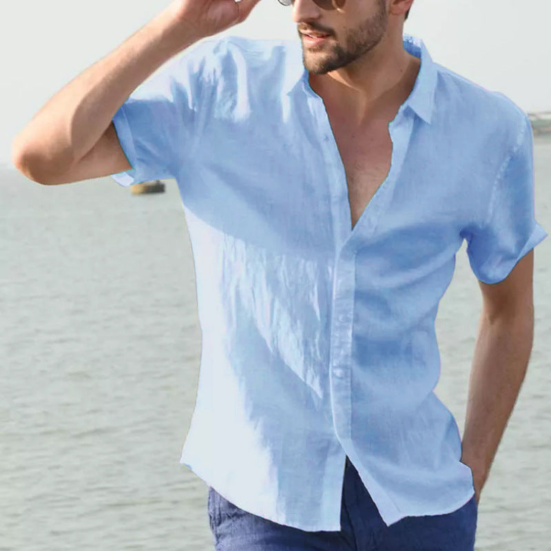 Herre Casual Skjorte Kort Ærme Button Down Krave