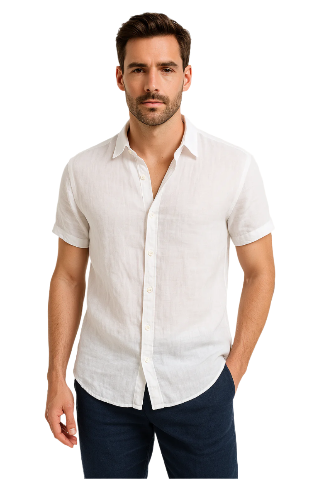 Herre Casual Skjorte Kort Ærme Button Down Krave