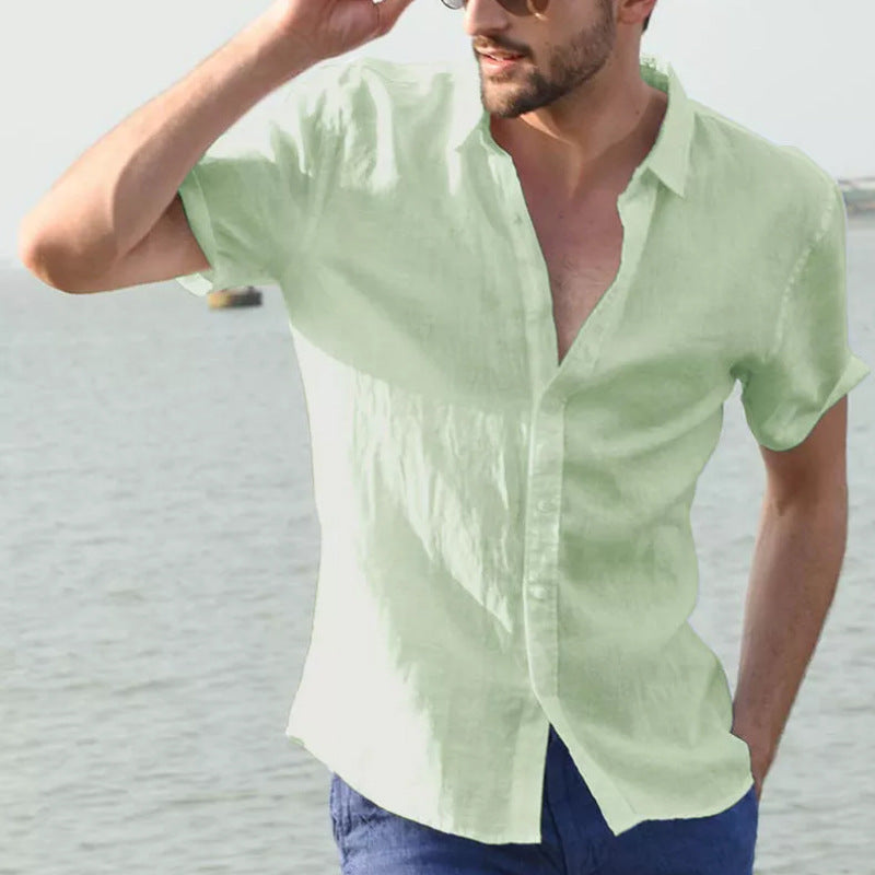 Herre Casual Skjorte Kort Ærme Button Down Krave