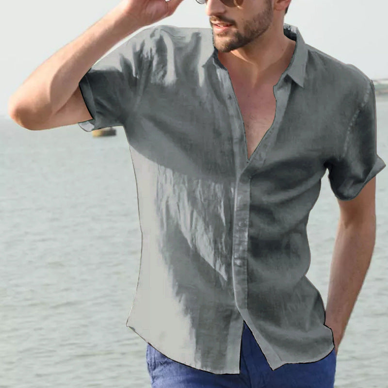 Herre Casual Skjorte Kort Ærme Button Down Krave