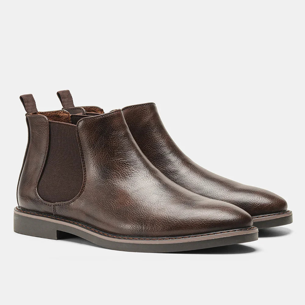 Herre Chelsea Støvler Retro Stil i Læder med Gummisål