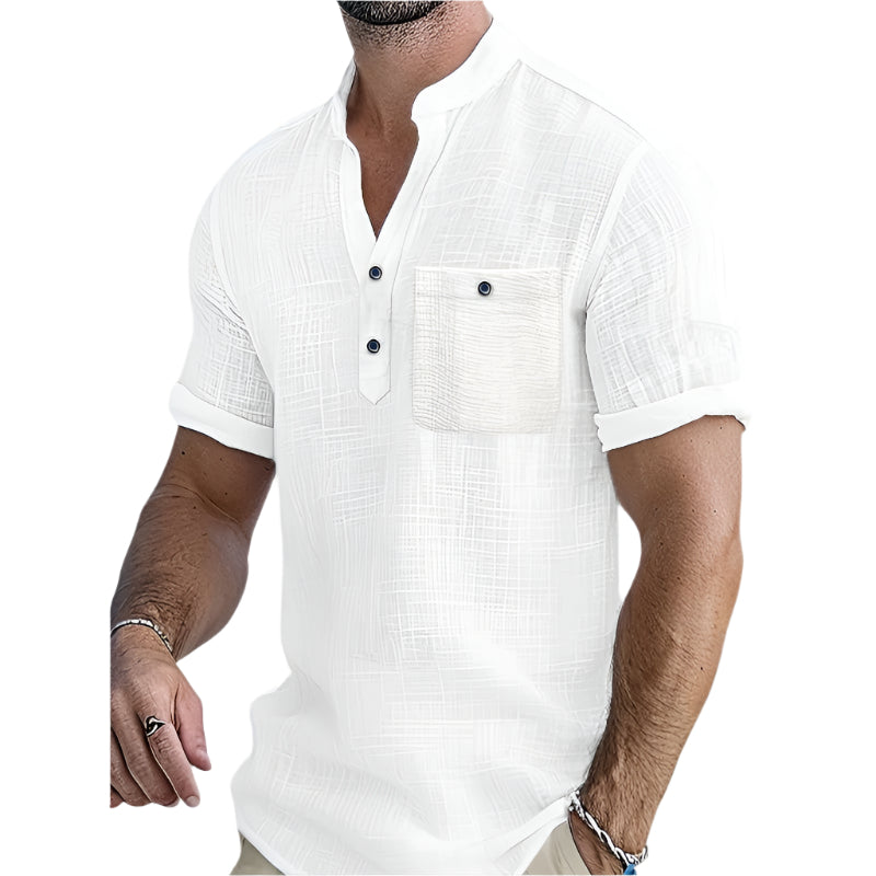 Herre Chemise Casual V-Hals Rayon