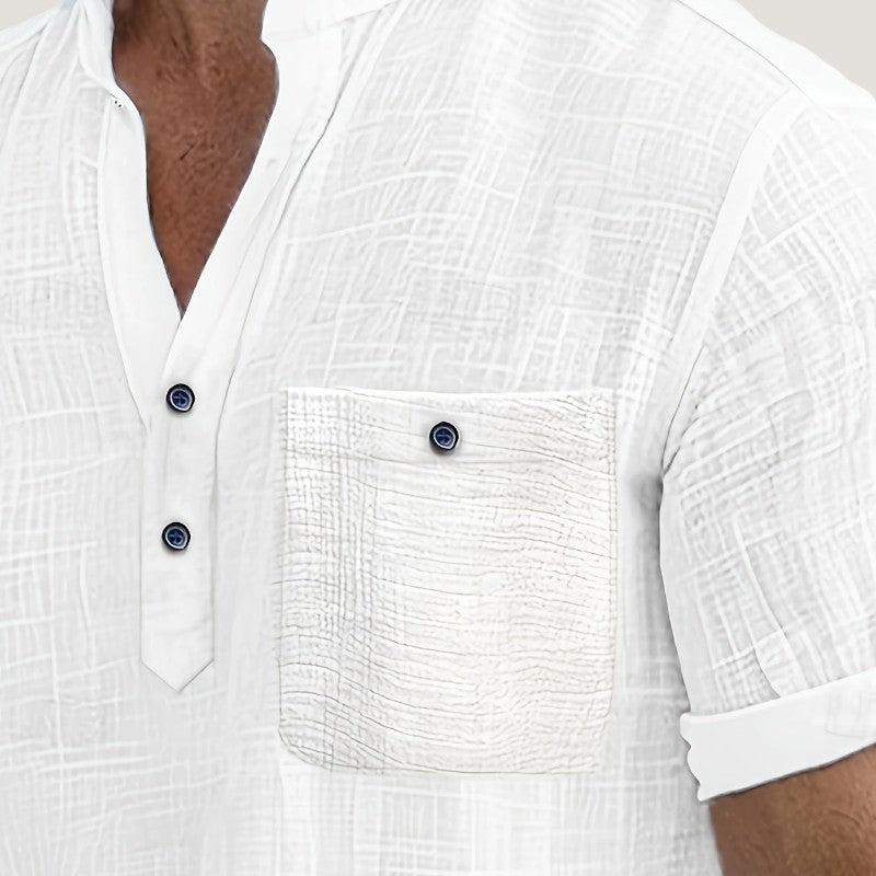 Herre Chemise Casual V-Hals Rayon