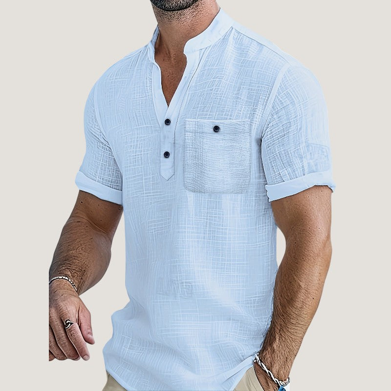 Herre Chemise Casual V-Hals Rayon