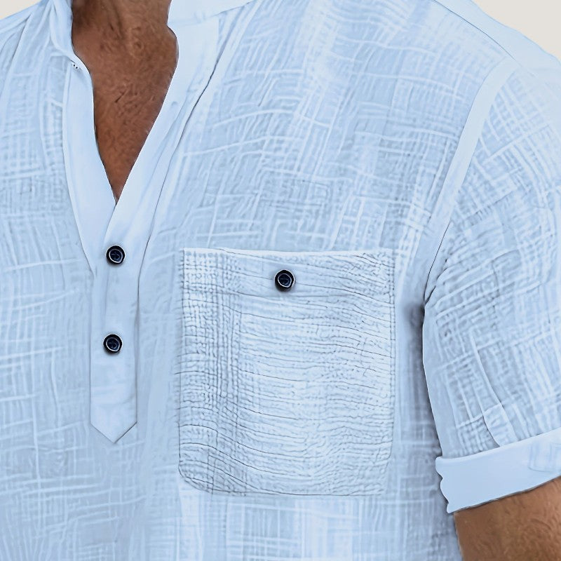 Herre Chemise Casual V-Hals Rayon