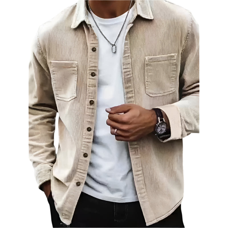 Herre Chemise Veste i Cordon Velour til Efterår