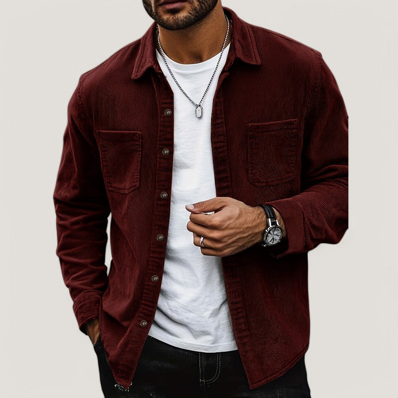 Herre Chemise Veste i Cordon Velour til Efterår