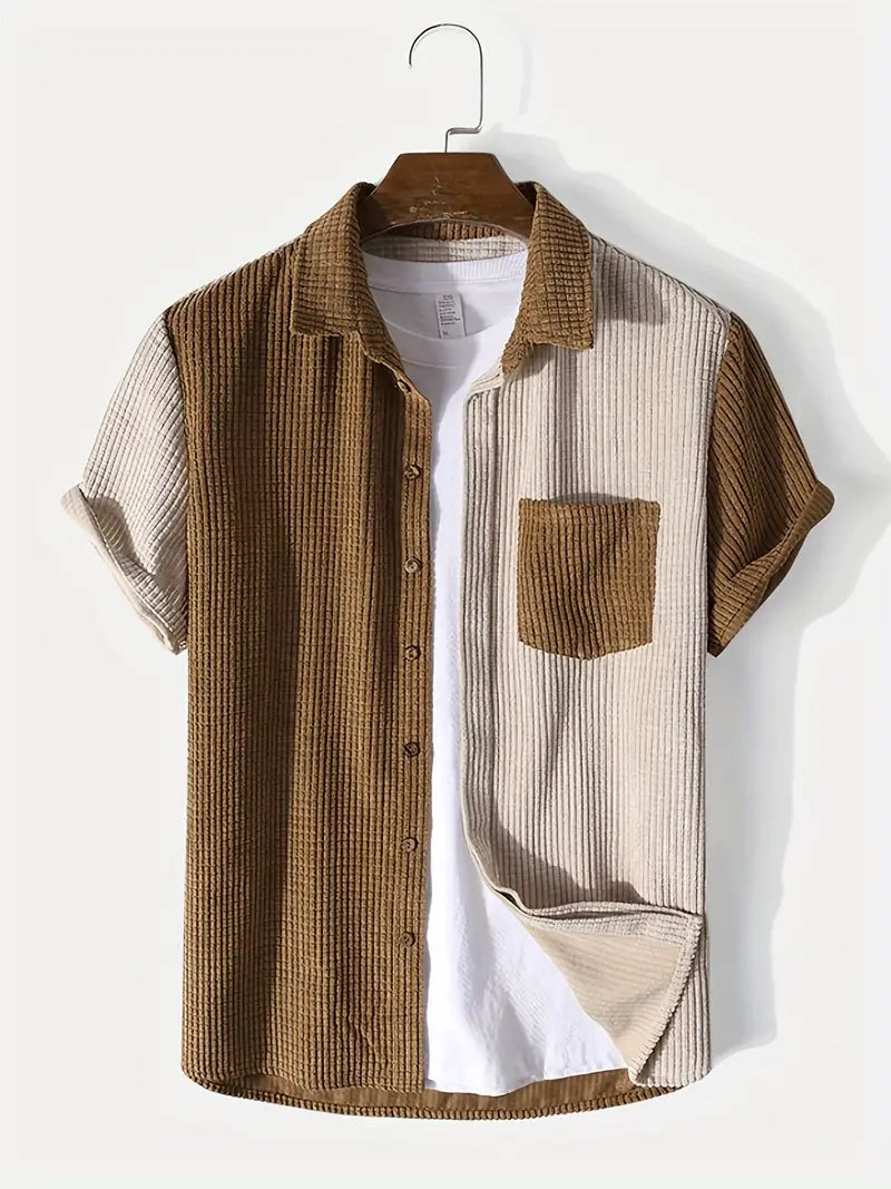 Herre Corduroy Sæt Skjorte og Shorts