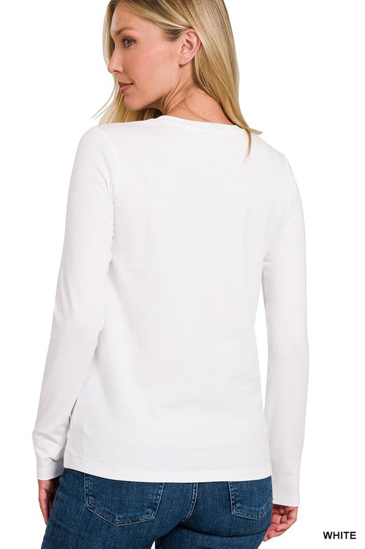 Kvinders Crew Neck Langærmet T-Shirt Hvid