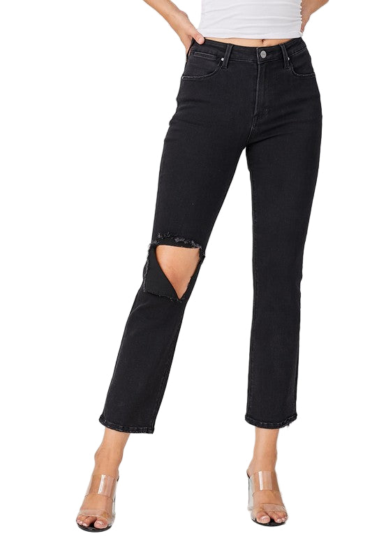 Kvinders Denim Jeans Afslappet Distressed Sort