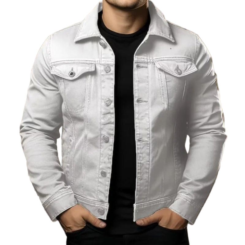 Herre Denimjakke Moderne Stil